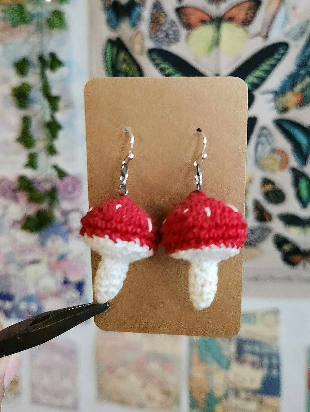 Crochet Mushroom Earrings
